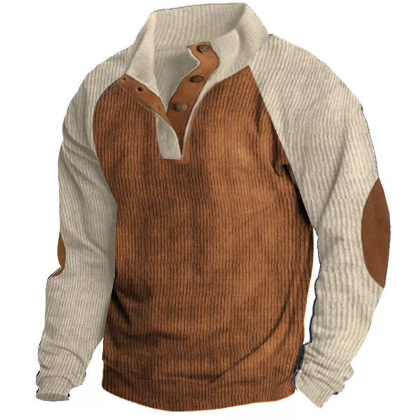 Gentleman's Outdoor Raglan Sleeves Casual Stand Collar Sweatshirt