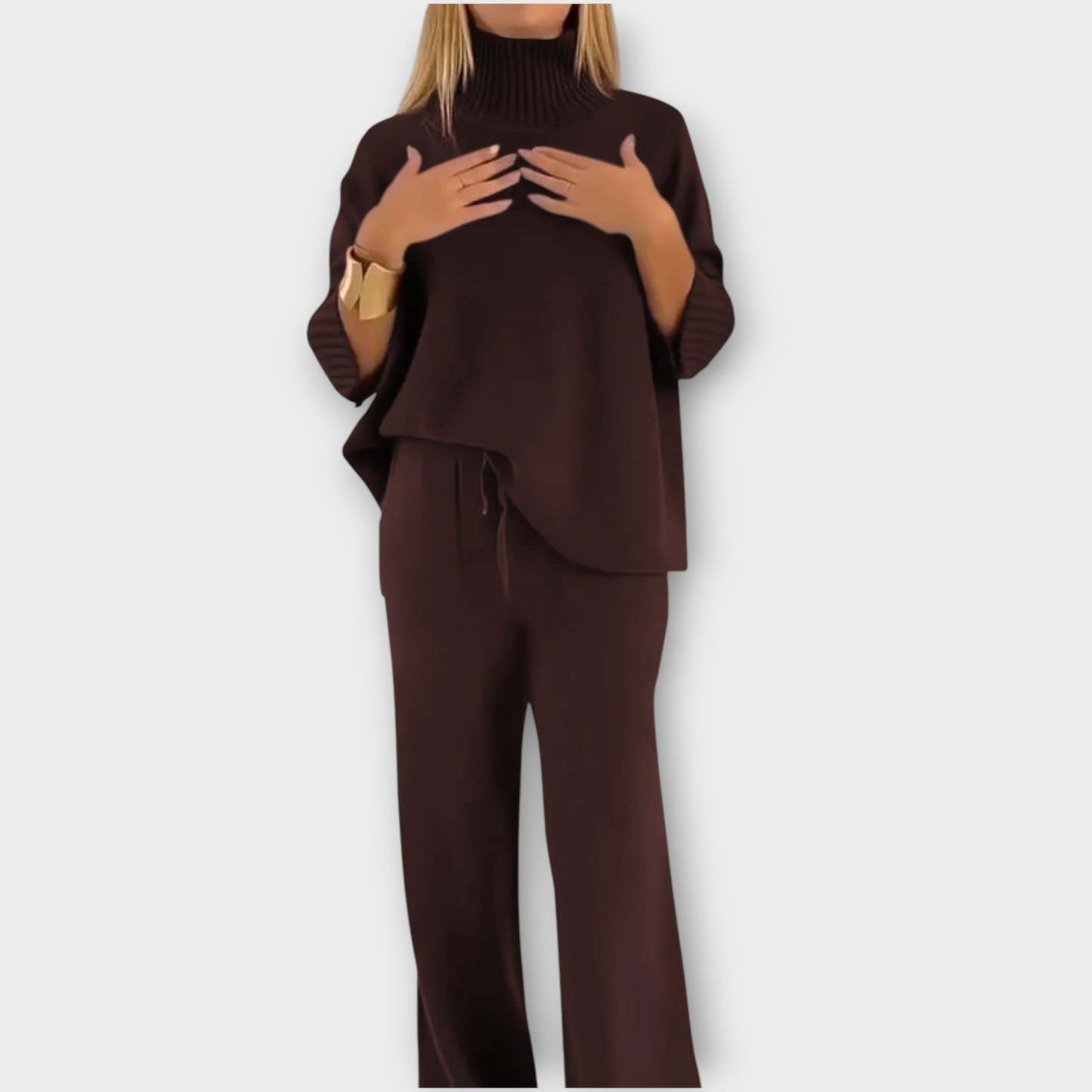 Cozy High-Neck Relaxed Knit Set