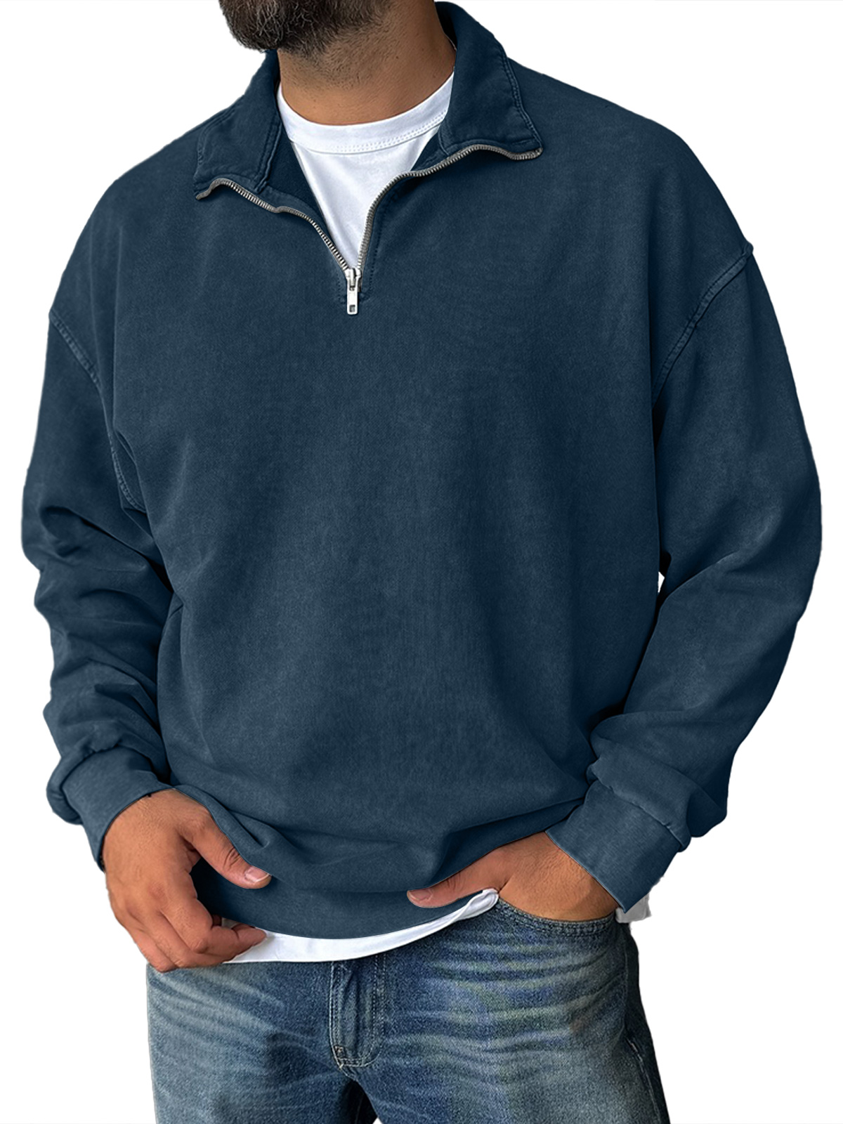 CLEARANCE SALE🔥 Men's Fashion Vintage Half Zipper Collar Casual Sweatshirt