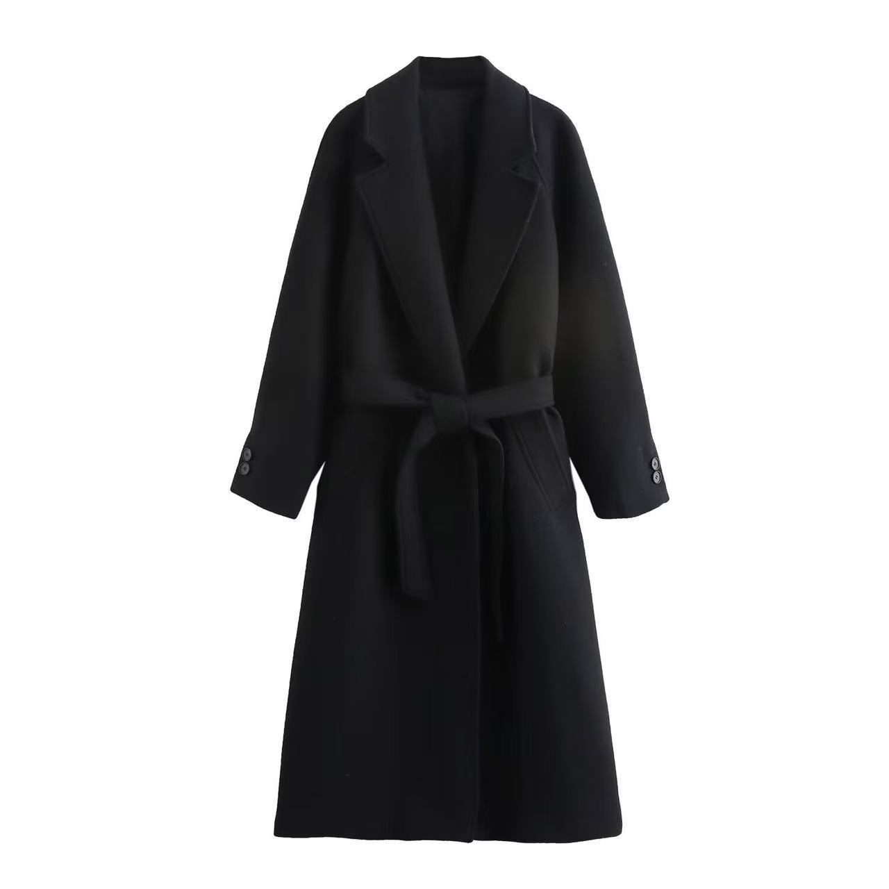 Elegant Stylish Belted Wool Coat