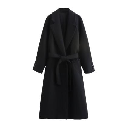 Elegant Stylish Belted Wool Coat