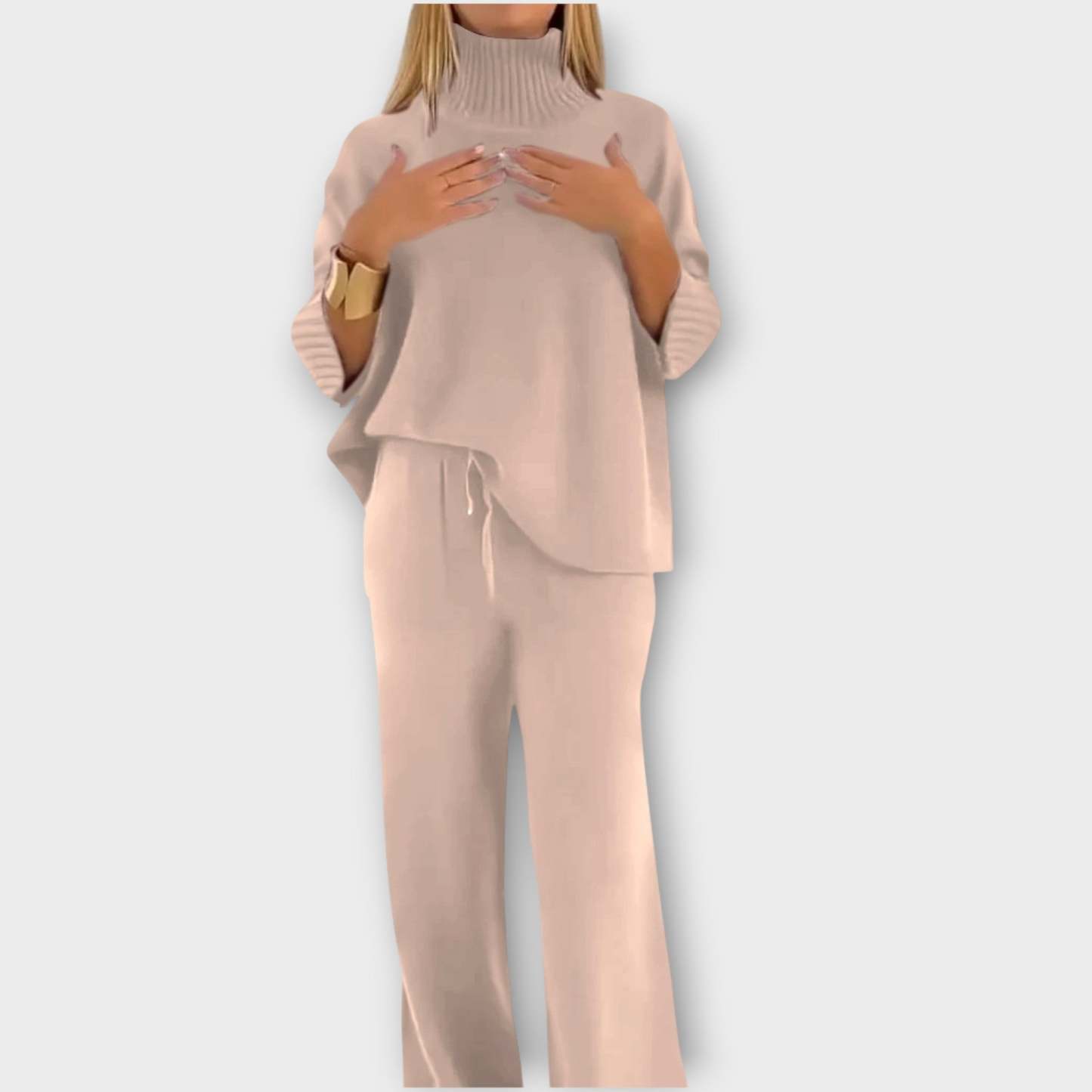 Cozy High-Neck Relaxed Knit Set