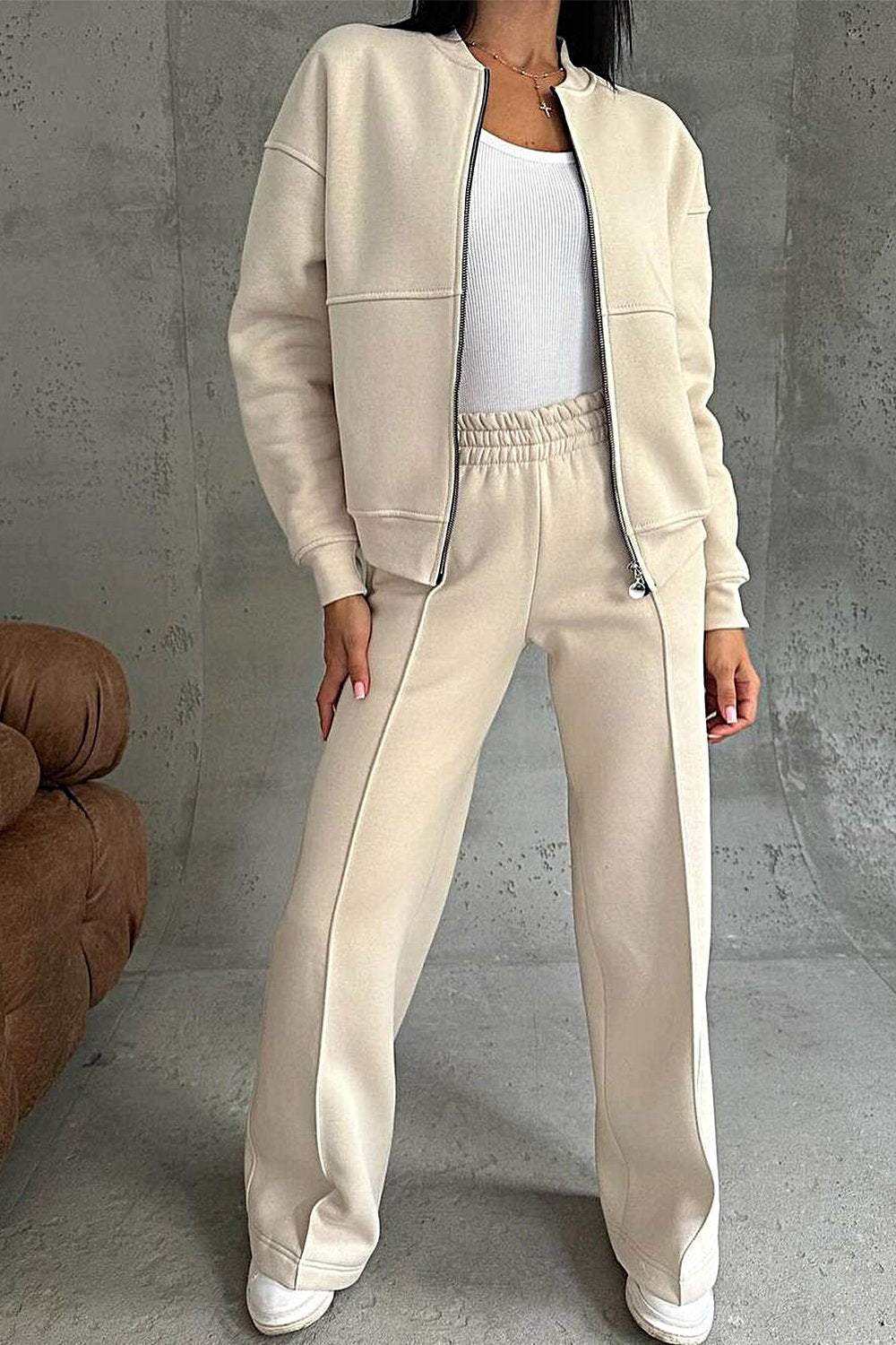 ⏰ LAST DAY  💥Women's Zipper Jacket & Pants Two-piece Set