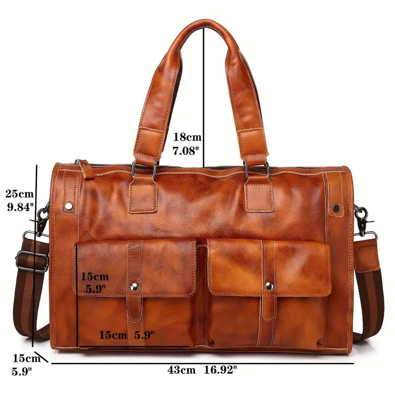 Large Leather Men's Luggage Bag