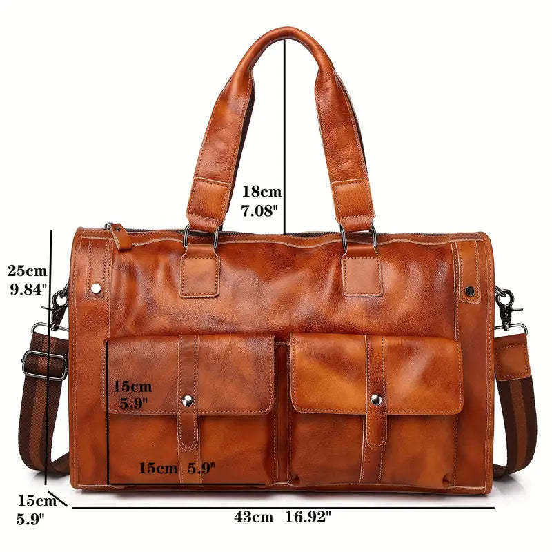 Large Leather Men's Luggage Bag