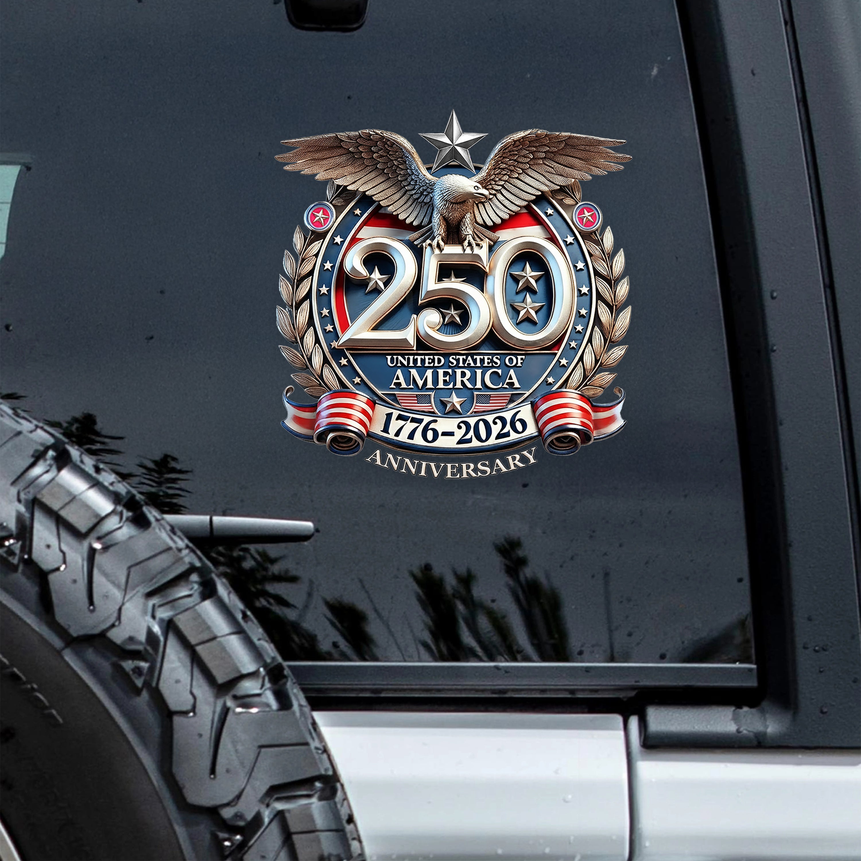 USA Bald Eagle Semiquincentennial 1776-2026 Car Window Decal Sticker (Limited Stock, Limited Time Offer)
