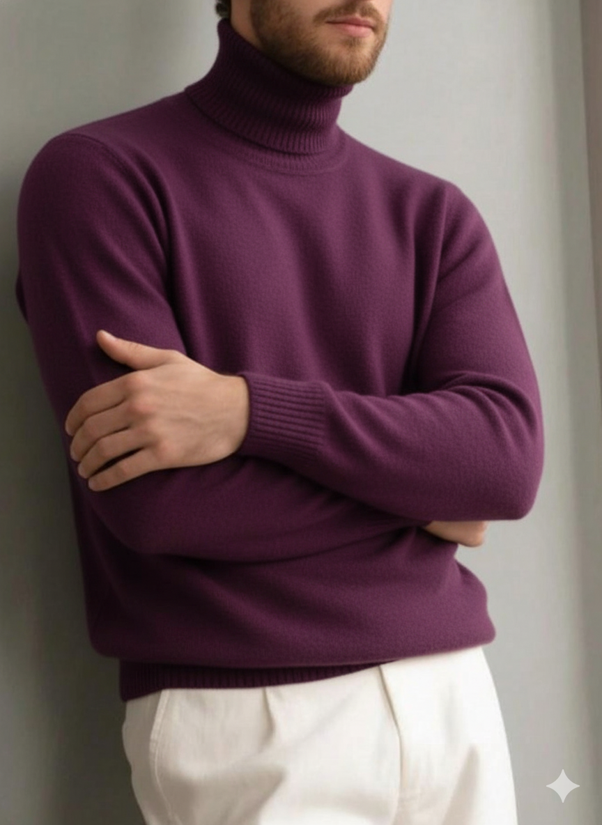 🔥Men's comfortable textured cashmere turtleneck warm sweater