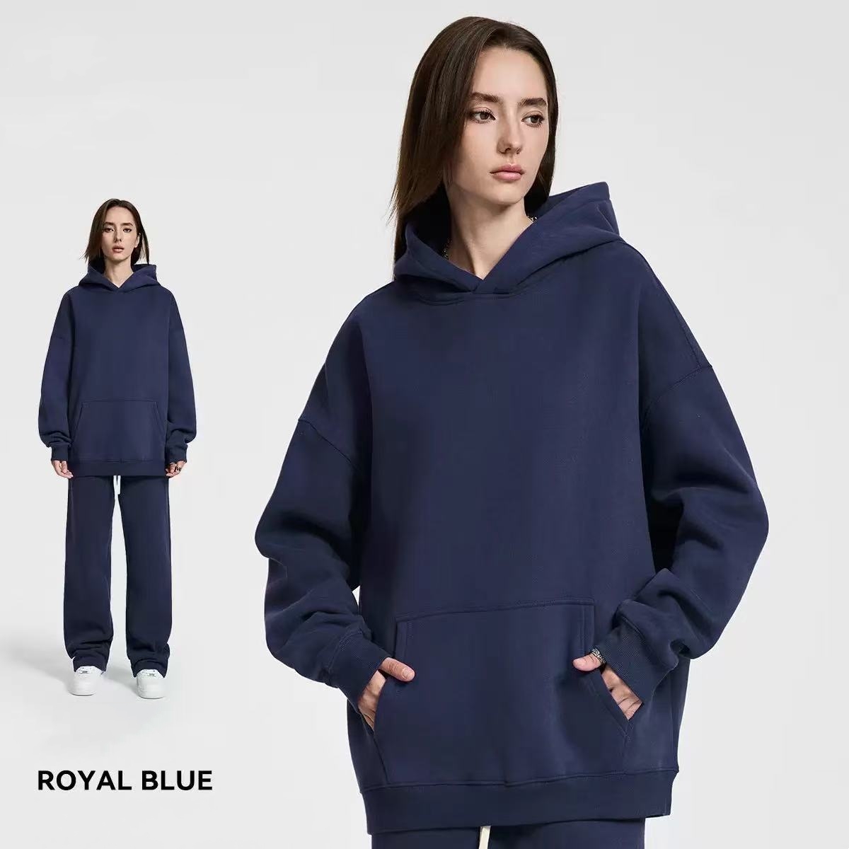[Copy]NEW 🔥 Women's Cotton Two-Piece Oversized Drawstring Sweatshirt Wide Leg Sweatpants Casual Set