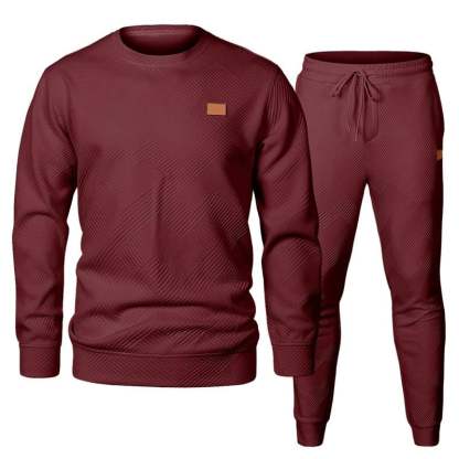 🎁LAST DAY 49% OFF🎁Men's  2 Piece Sweatsuits Outfits Casual Crewneck Jacquard Sweatshirt Joggers Sweatpants Set