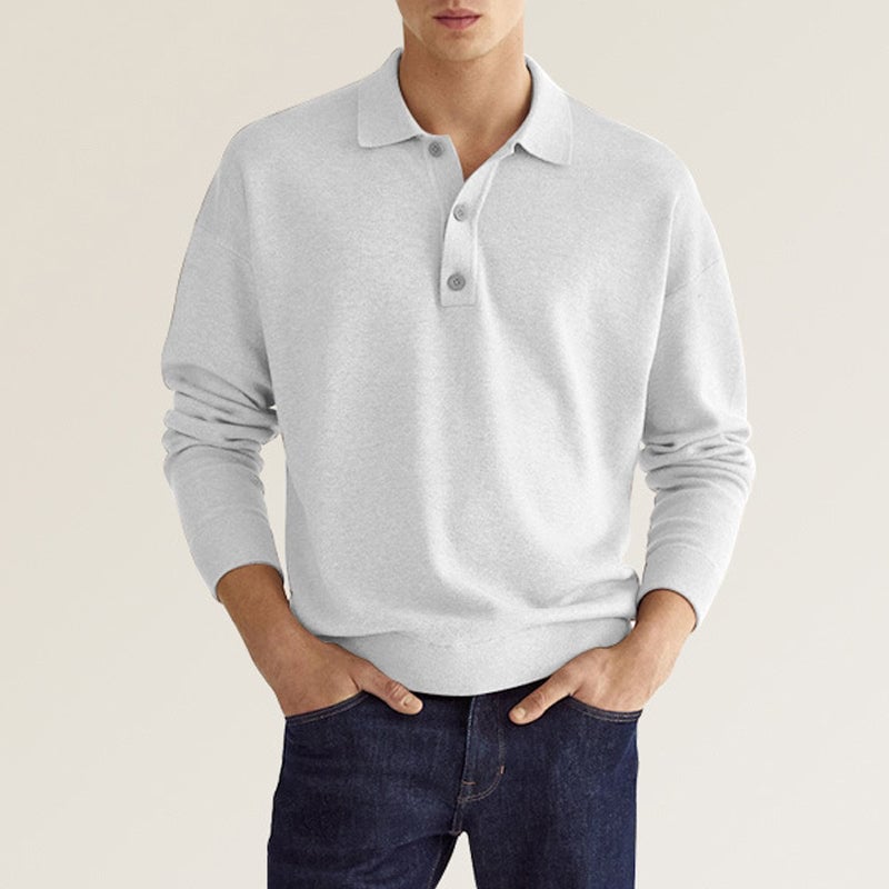 🔥Men's Casual Loose Lapel Long Sleeve Polo Shirt