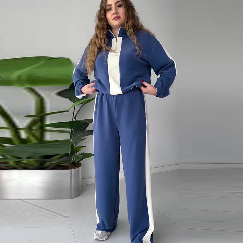 🔥Hot Sale🔥Women's Zipper Lapel Tops & Pants 2-Piece Set