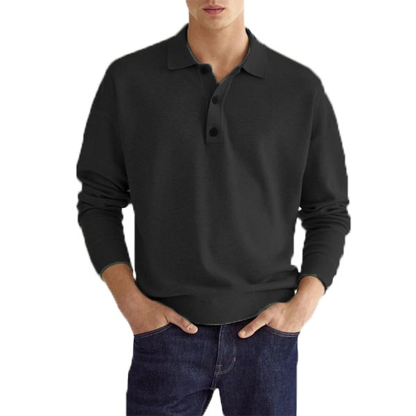 🔥Men's Casual Loose Lapel Long Sleeve Polo Shirt
