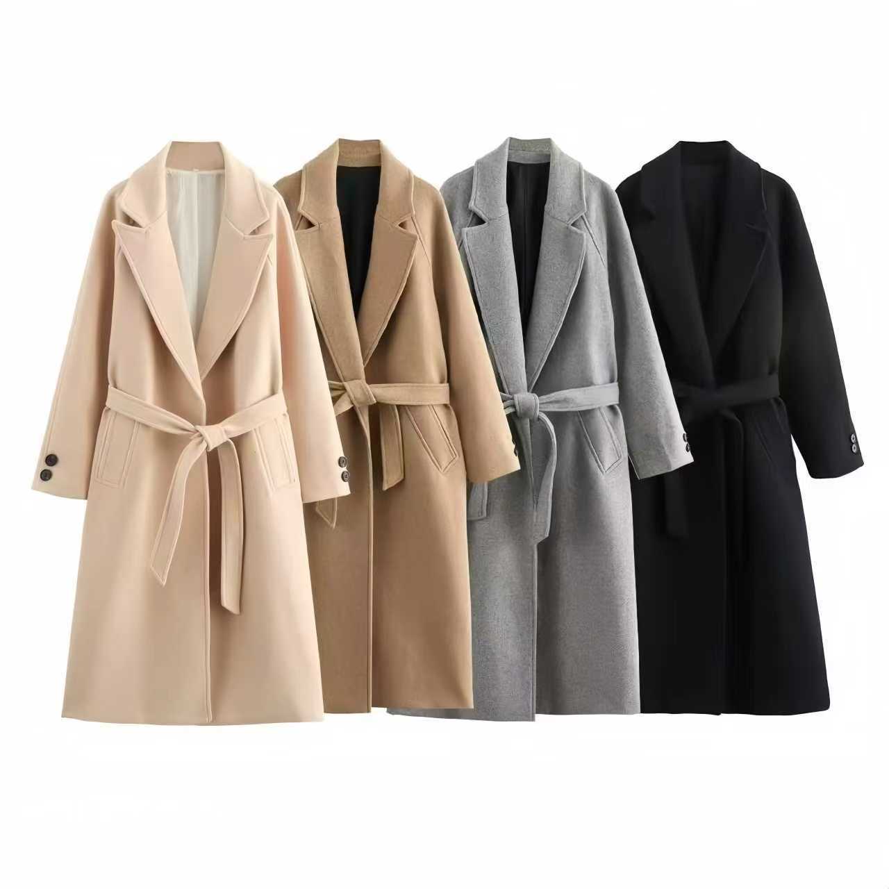 Elegant Stylish Belted Wool Coat