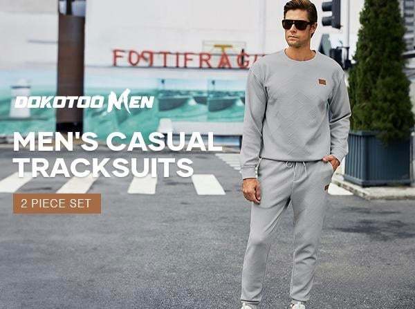 🎁LAST DAY 49% OFF🎁Men's  2 Piece Sweatsuits Outfits Casual Crewneck Jacquard Sweatshirt Joggers Sweatpants Set