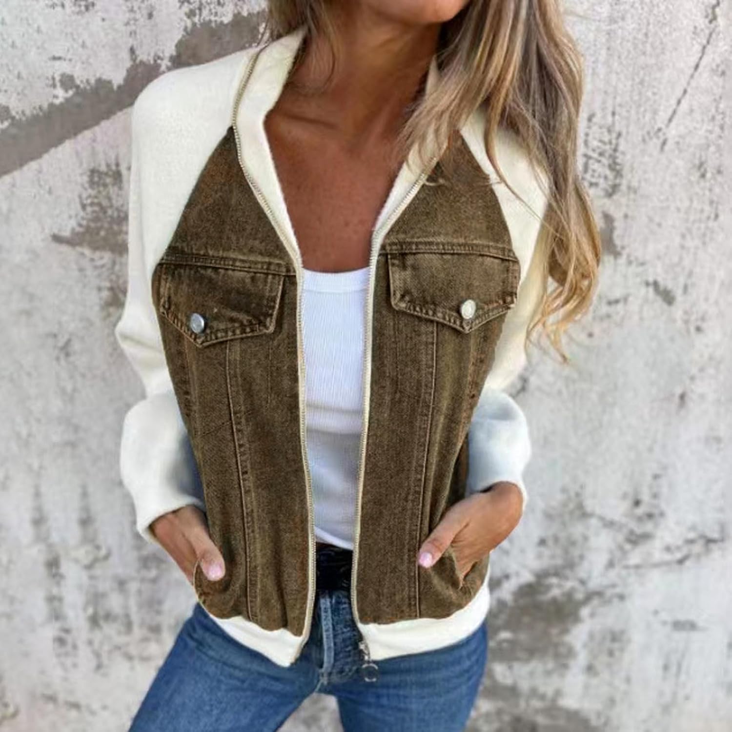 Women's Casual Mid Long Denim Jackets Soft Warm Long Sleeves Jean Tops Cotton Fall Coats With Pockets