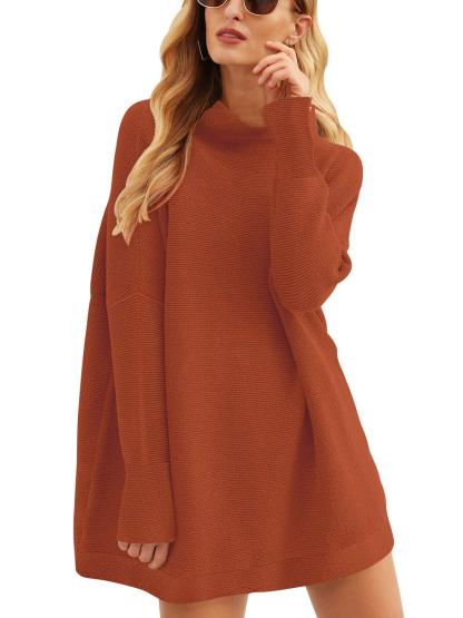 Women's Turtleneck Long Sleeve Slouchy Knit Tunic Sweaters (Buy 2 Free Shipping)