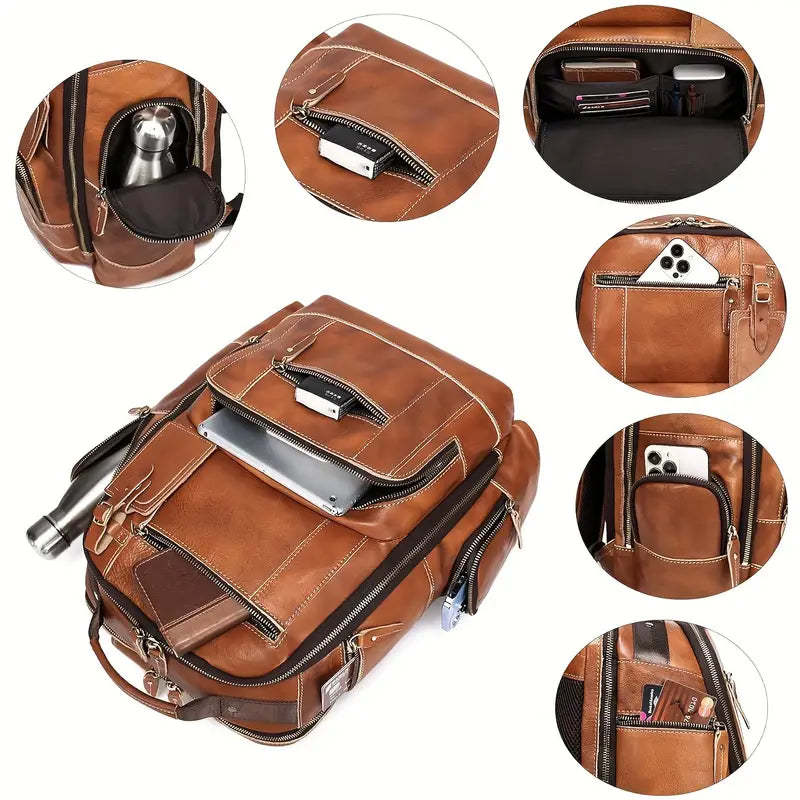 Vintage Leather Backpack for Men