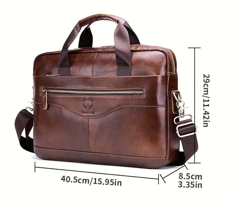 Leather Briefcase Crossbody Bag 