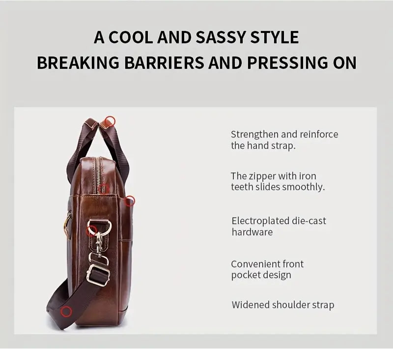Leather Briefcase Crossbody Bag 