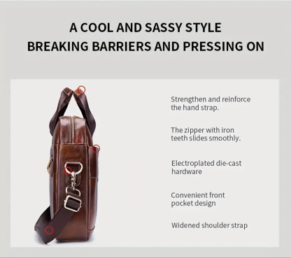 Leather Briefcase Crossbody Bag 