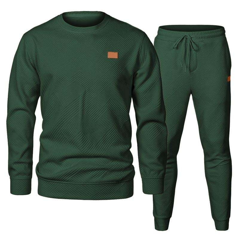 🎁LAST DAY 49% OFF🎁Men's  2 Piece Sweatsuits Outfits Casual Crewneck Jacquard Sweatshirt Joggers Sweatpants Set