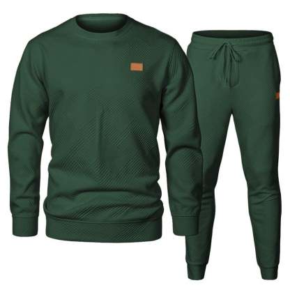 🎁LAST DAY 49% OFF🎁Men's  2 Piece Sweatsuits Outfits Casual Crewneck Jacquard Sweatshirt Joggers Sweatpants Set