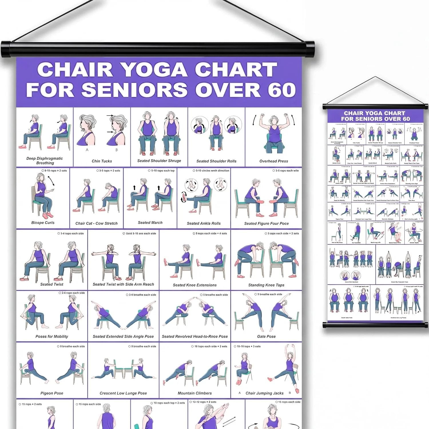 🔥Tai Chi Chair Workout Chart for Seniors (40 x 60 cm)