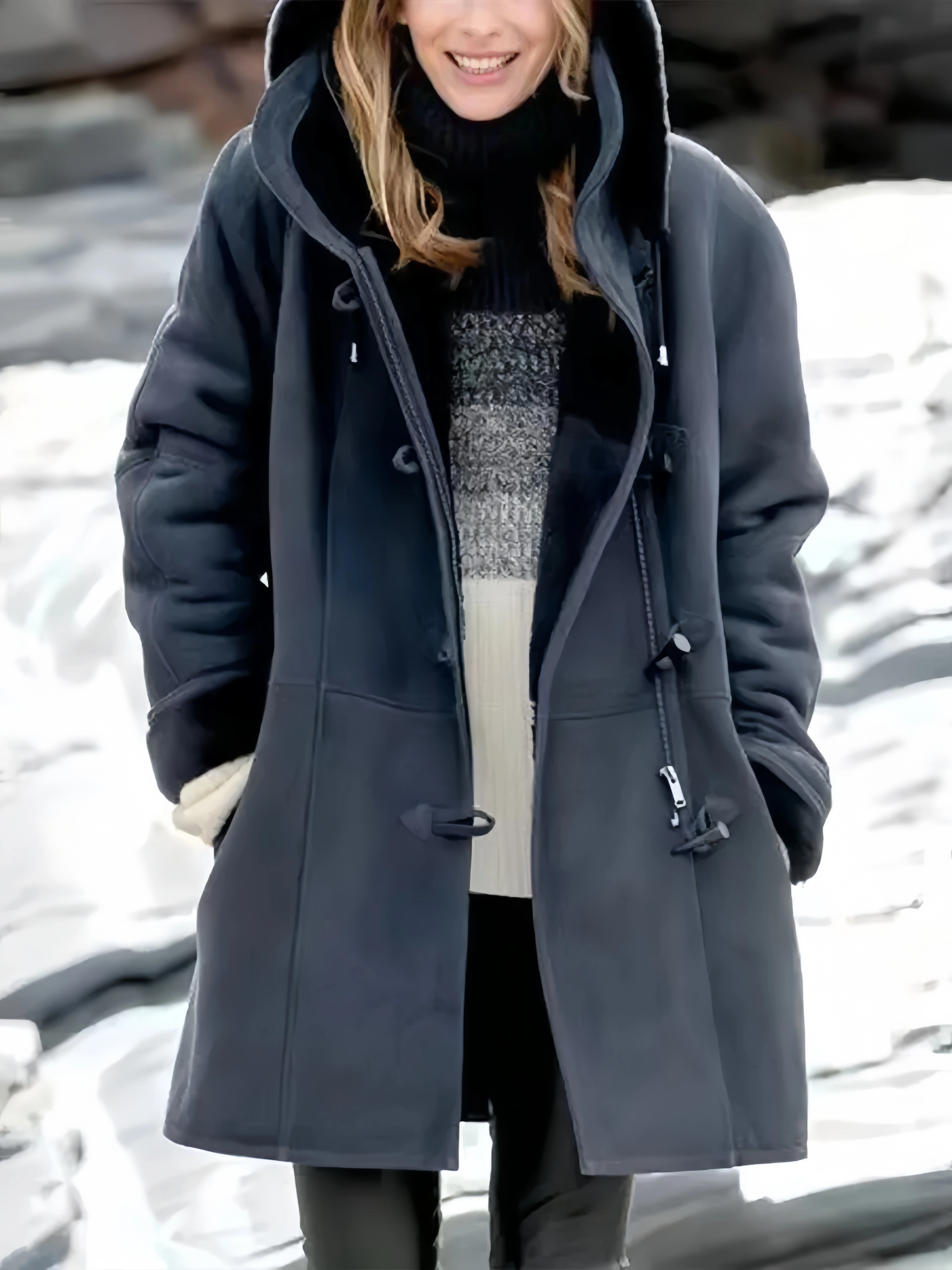 🔥Women Hooded Velvet Horn Button Coat