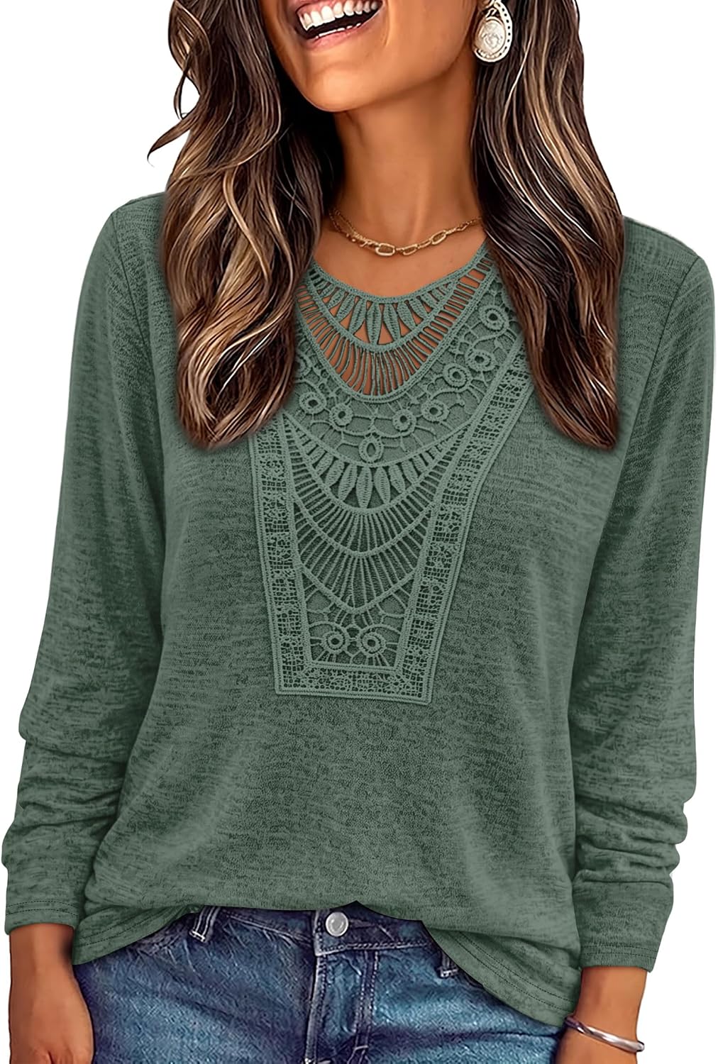 Long Sleeve Shirts for Women Boho Tops Trendy Blouses Dressy Casual