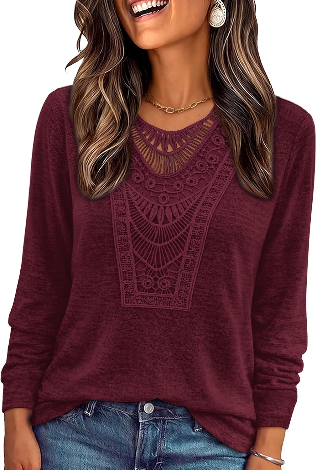 Long Sleeve Shirts for Women Boho Tops Trendy Blouses Dressy Casual