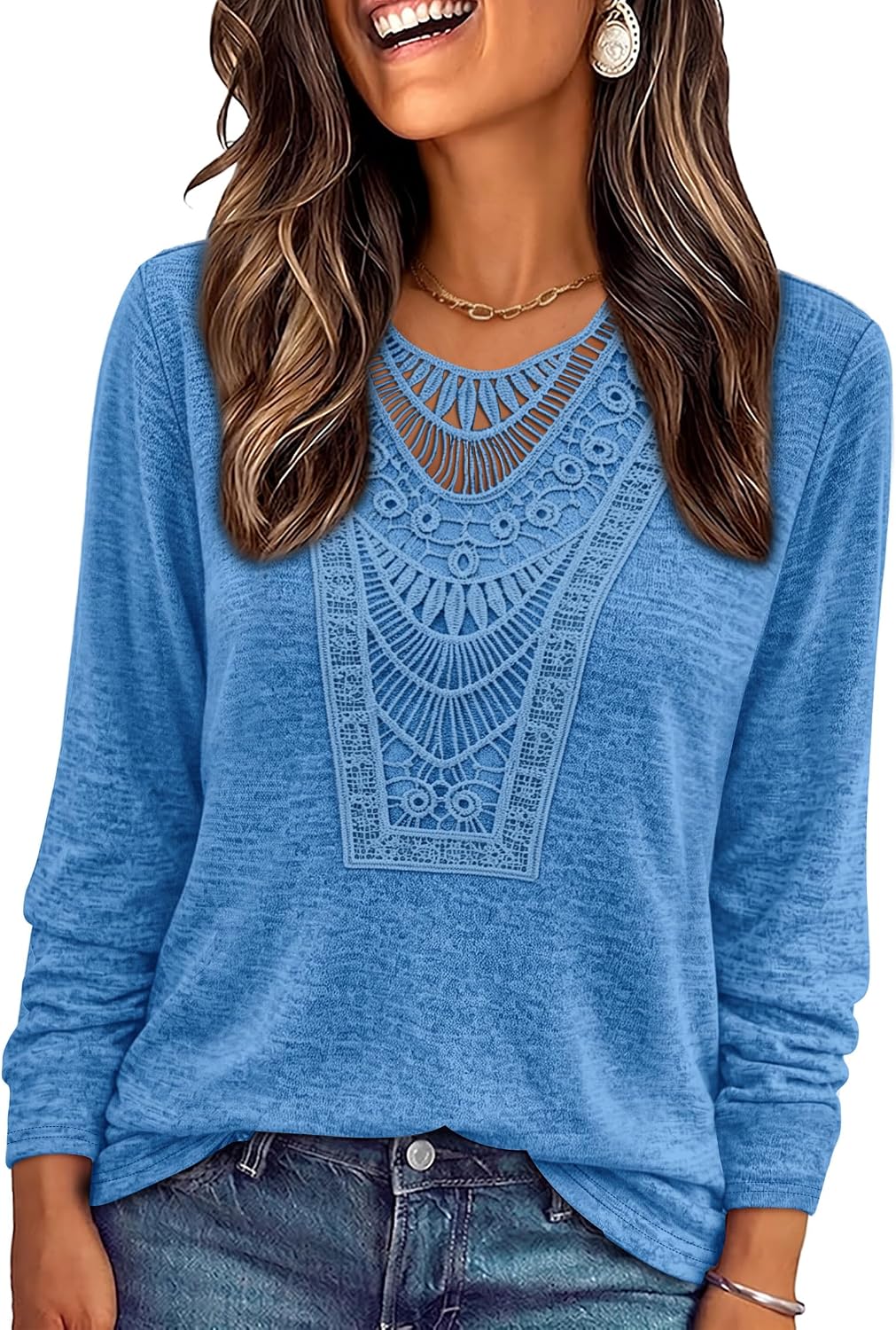 Long Sleeve Shirts for Women Boho Tops Trendy Blouses Dressy Casual