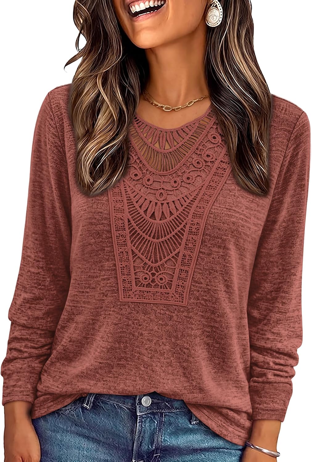 Long Sleeve Shirts for Women Boho Tops Trendy Blouses Dressy Casual