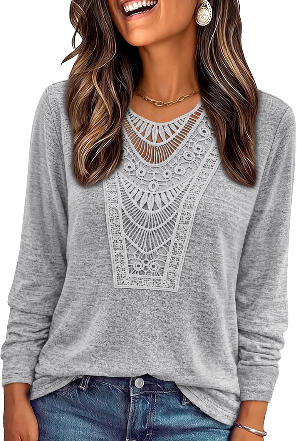 Long Sleeve Shirts for Women Boho Tops Trendy Blouses Dressy Casual