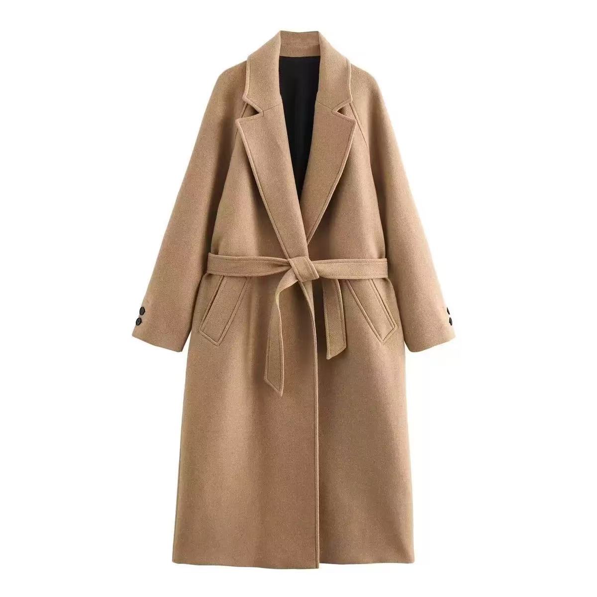 Elegant Stylish Belted Wool Coat