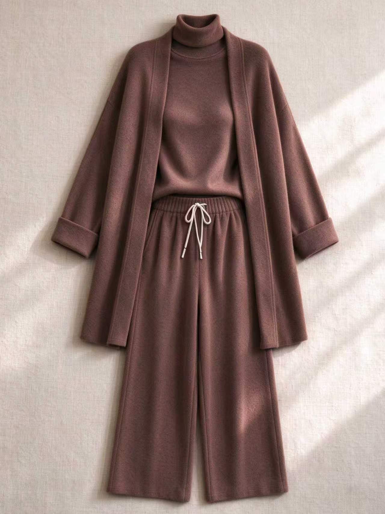 New Arrivals-2026 Cozy Knit Turtleneck Wide-Leg Pant Set