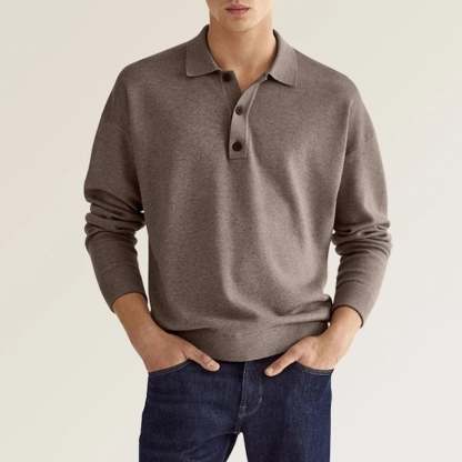 🔥Men's Casual Loose Lapel Long Sleeve Polo Shirt