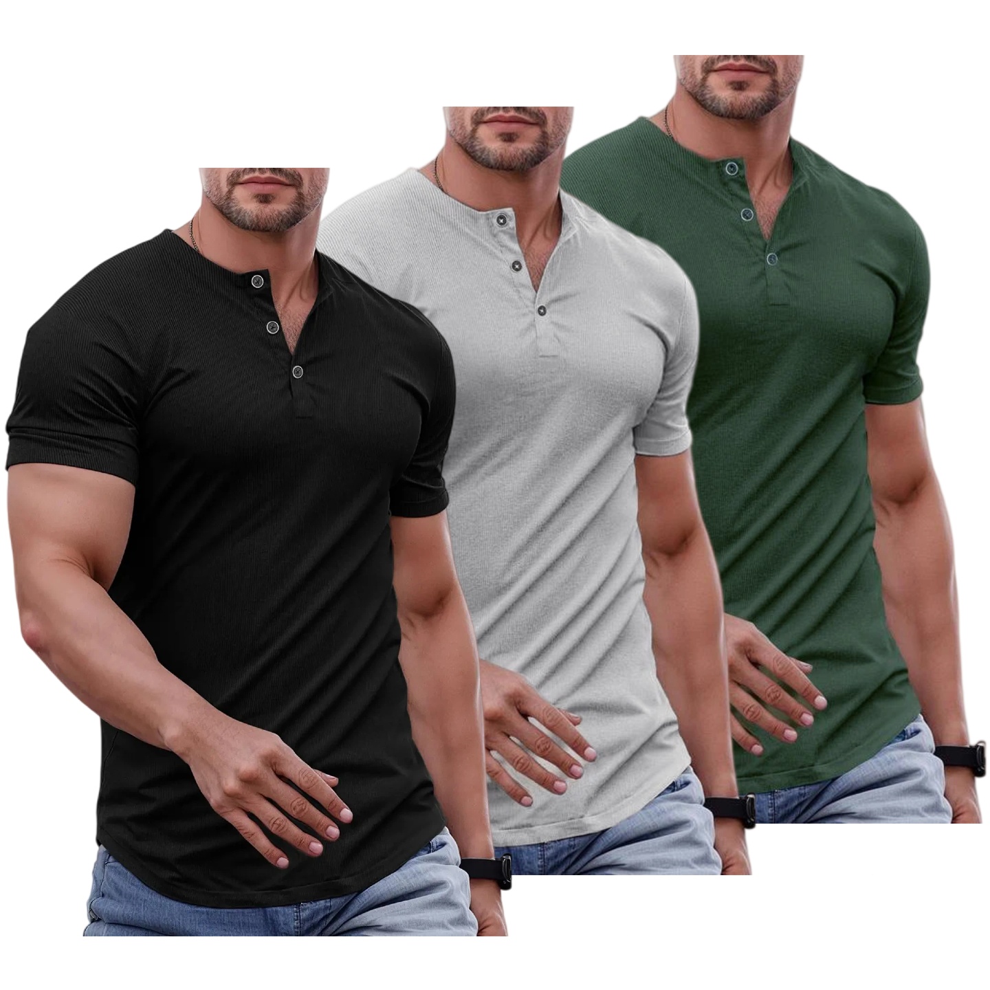 Ember Court™ Men's Slim Fit Henley Shirt - Gym & Casual Wear