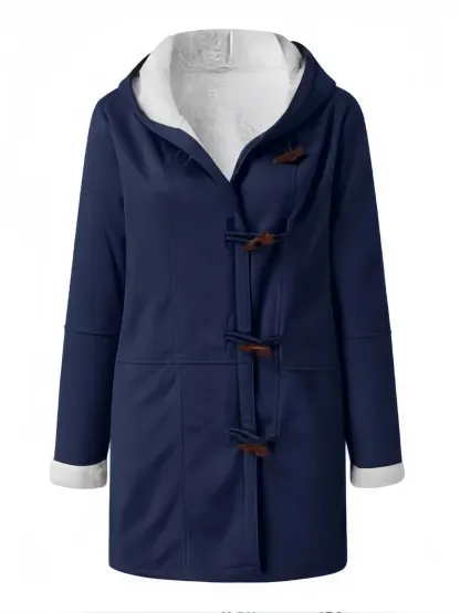 🔥Women Hooded Velvet Horn Button Coat