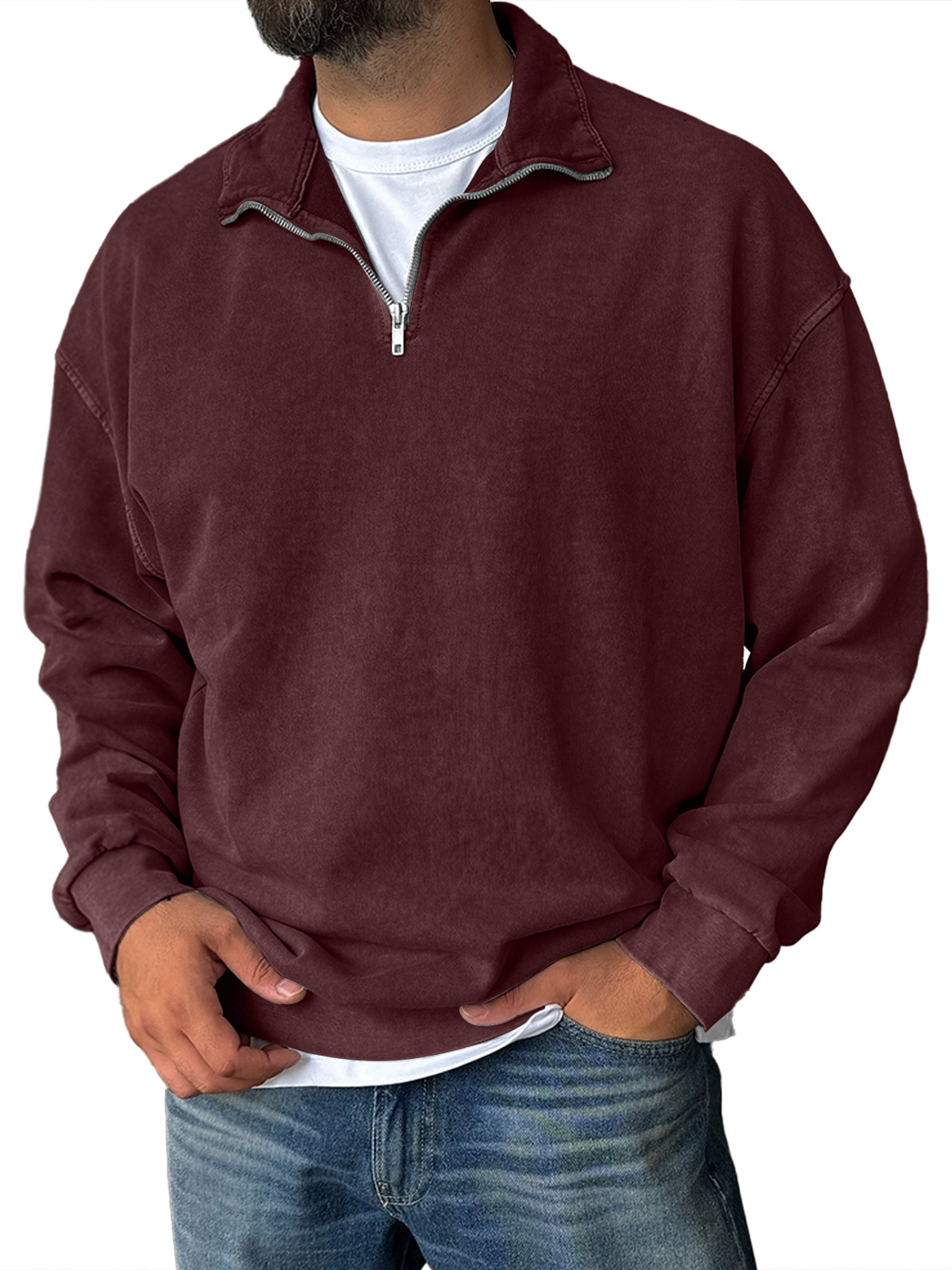 CLEARANCE SALE🔥 Men's Fashion Vintage Half Zipper Collar Casual Sweatshirt