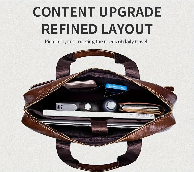 Leather Briefcase Crossbody Bag 