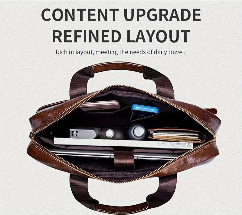 Leather Briefcase Crossbody Bag 