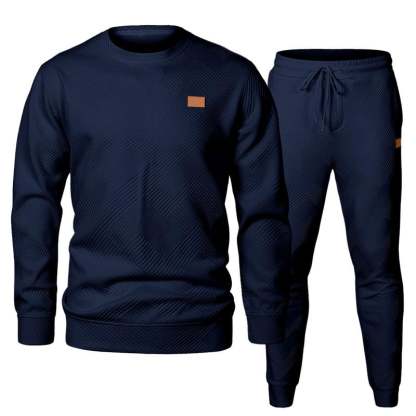 🎁LAST DAY 49% OFF🎁Men's  2 Piece Sweatsuits Outfits Casual Crewneck Jacquard Sweatshirt Joggers Sweatpants Set