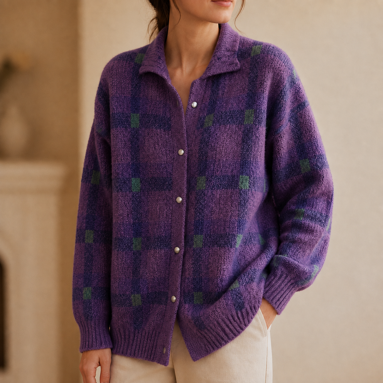 Oversized Cardigan With A Collar That Holds Its Shape