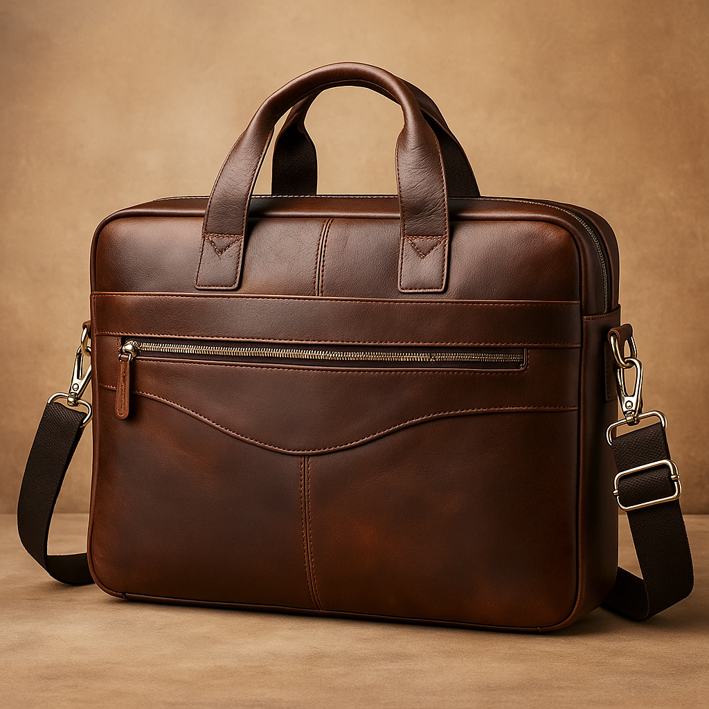 Leather Briefcase Crossbody Bag 