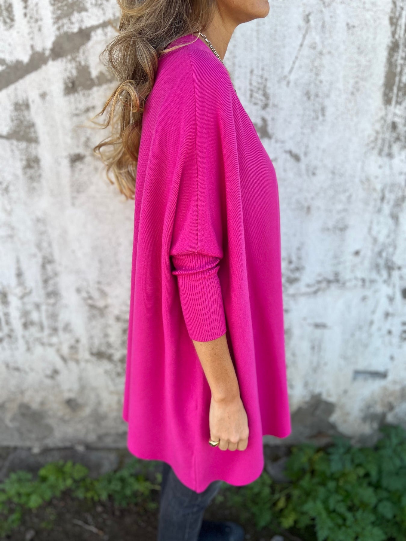 Women's Cashmere Knitted Loose Bat Top