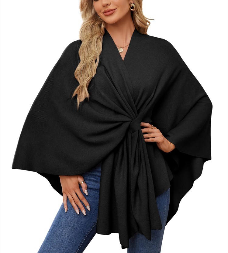 Women's Elegant Shawl Wraps Soft Open Front Poncho Sweater