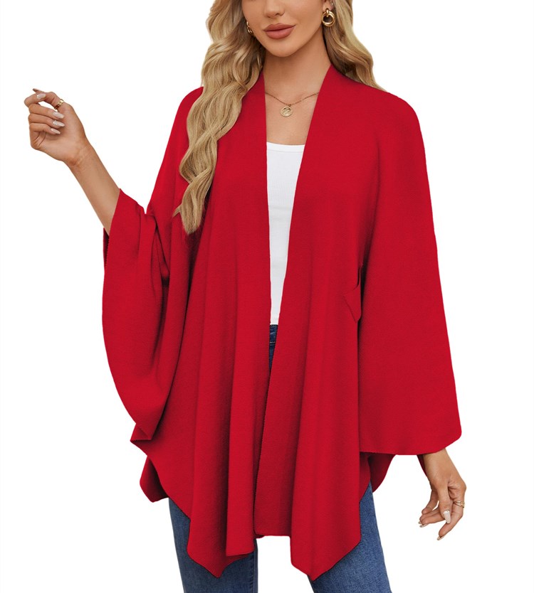 Women's Elegant Shawl Wraps Soft Open Front Poncho Sweater