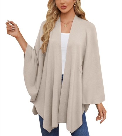 Women's Elegant Shawl Wraps Soft Open Front Poncho Sweater