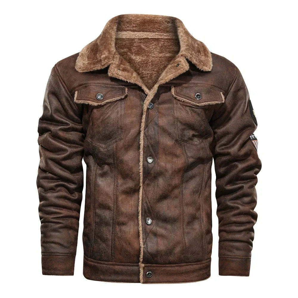 Fleece-lined leather jacket