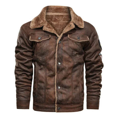 Fleece-lined leather jacket